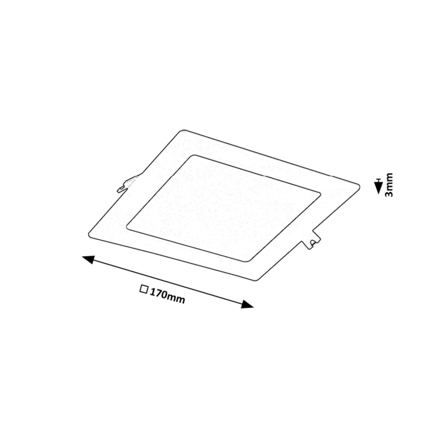 Rabalux - LED Ugradbena svjetiljka LED/12W/230V 17x17 cm crna