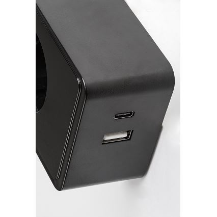 Rabalux - LED zidna svjetiljka s mogućnošću prigušivanja LED/4W/230V s USB priključkom za utičnicu 3000/4000/6000K crna