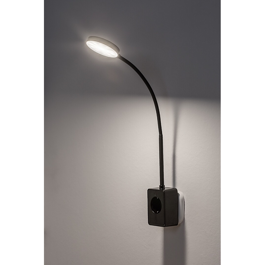 Rabalux - LED zidna lampa s prigušivanjem LED/4W/230V s USB priključkom za utičnicu crna