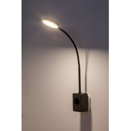 Rabalux - LED zidna lampa s prigušivanjem LED/4W/230V s USB priključkom za utičnicu crna