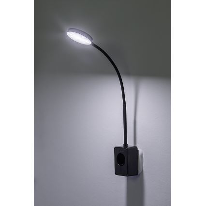 Rabalux - LED prigušiva zidna svjetiljka LED/4W/230V s USB priključkom za utičnicu 3000/4000/6000K crna