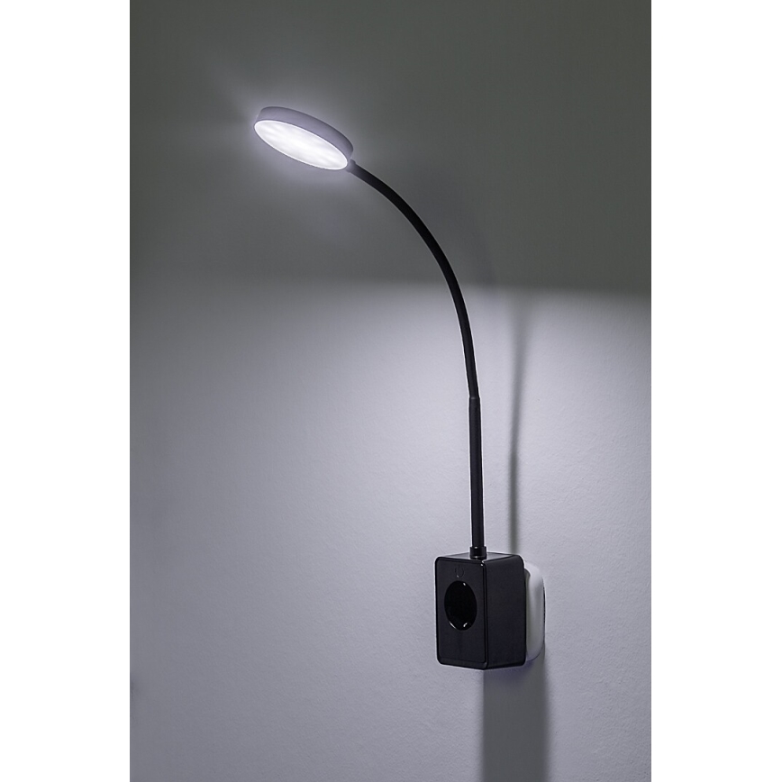 Rabalux - LED prigušiva zidna svjetiljka LED/4W/230V s USB priključkom za utičnicu 3000/4000/6000K crna