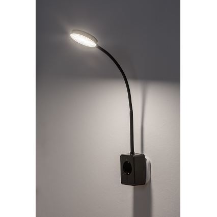 Rabalux - LED prigušiva zidna svjetiljka LED/4W/230V s USB priključkom za utičnicu 3000/4000/6000K crna