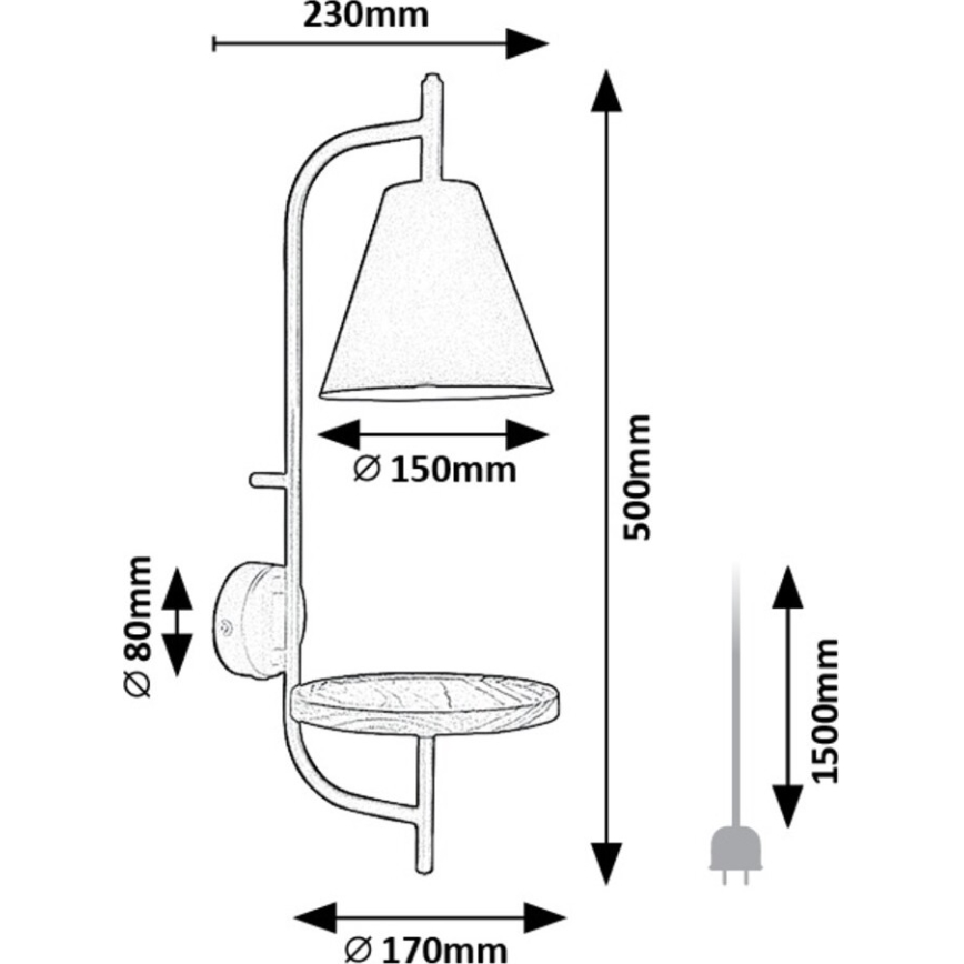 Rabalux - Zidna lampa s policom 1xE27/15W/230V bukva