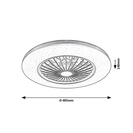 Rabalux - LED Prigušiva stropna svjetiljka s ventilatorom LED/48W/230V 3000-6500K + daljinski upravljač