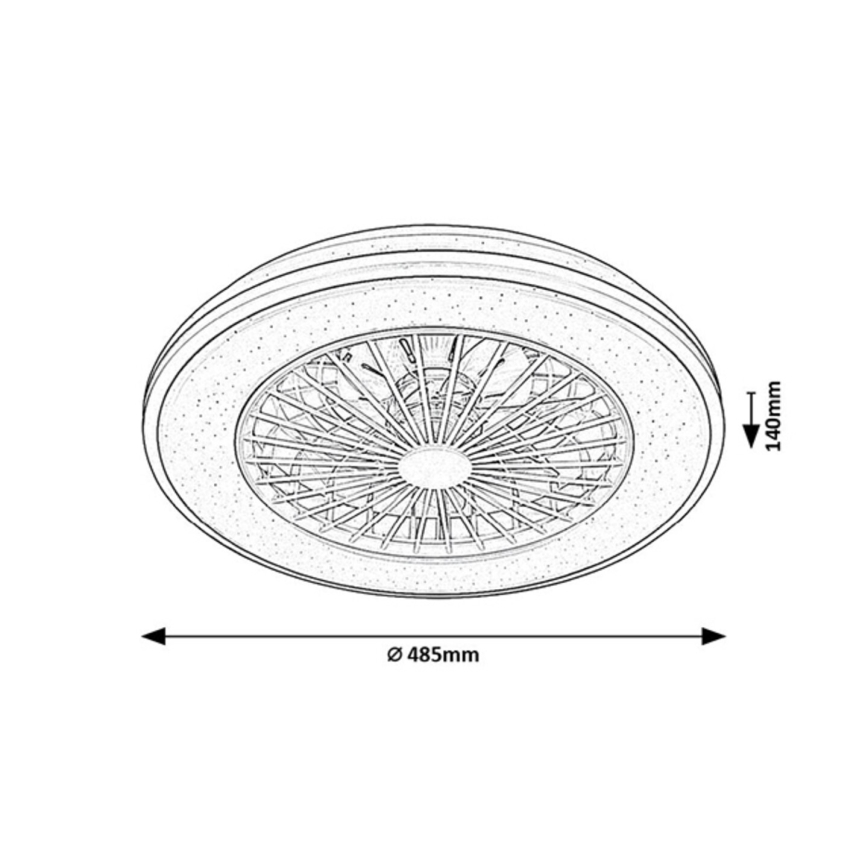 Rabalux - LED stropna svjetiljka s ventilatorom, prigušivač svjetla LED/48W/230V 3000-6500K + daljinski upravljač