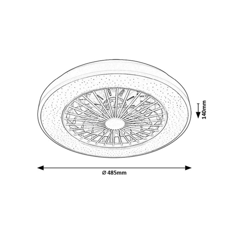 Rabalux - LED stropna svjetiljka s ventilatorom, prigušivač svjetla LED/48W/230V 3000-6500K + daljinski upravljač