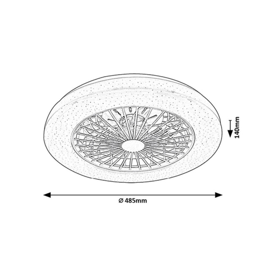 Rabalux - LED RGB Prigušiva stropna svjetiljka s ventilatorom LED/48W/230V 3000-6500K + daljinski upravljač