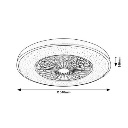 Rabalux - LED Prigušiva stropna svjetiljka s ventilatorom LED/72W/230V 3000-6500K + daljinski upravljač