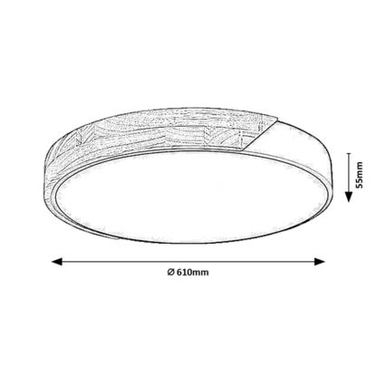 Rabalux - LED stropna svjetiljka LED/42W/230V 3000/4000/6500K crna/hrast Ø 61 cm