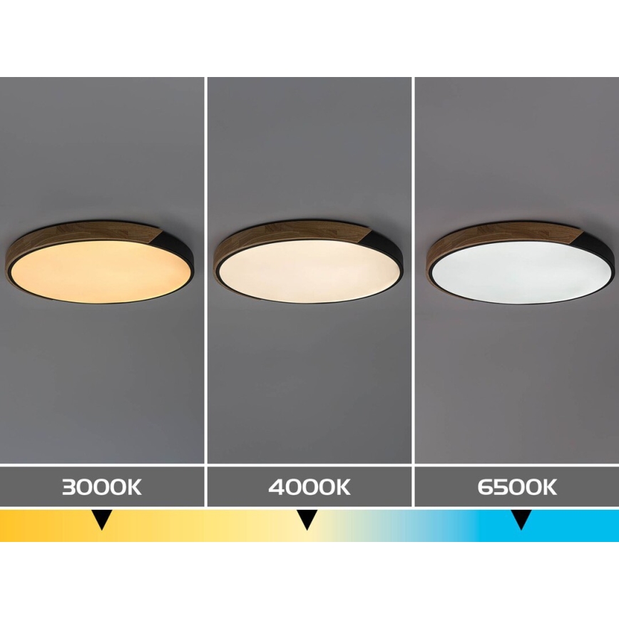Rabalux - LED stropna svjetiljka LED/42W/230V 3000/4000/6500K crna/hrast Ø 41 cm