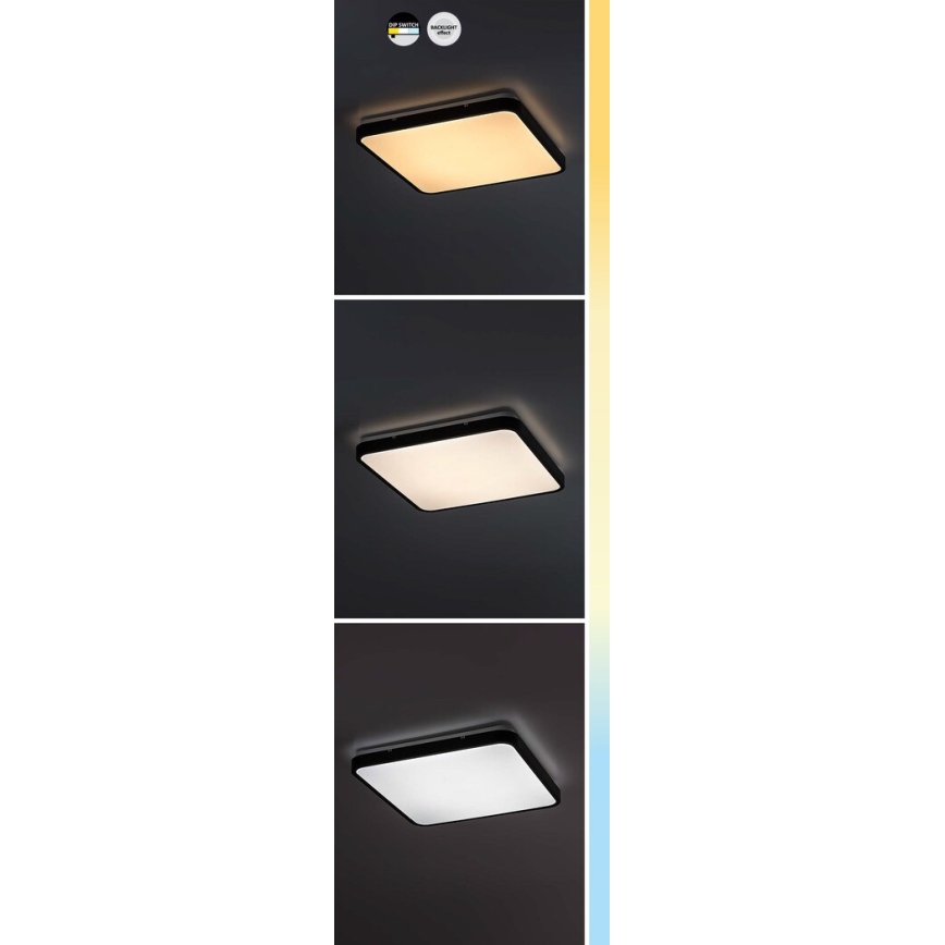 Rabalux - LED Stropna svjetiljka za kupaonicu LED/36W/230V 3000/4000/6000K IP44 42x42 cm crna
