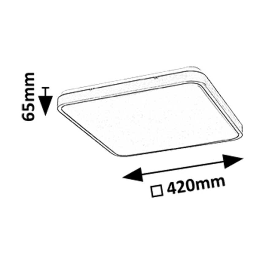Rabalux - LED Prigušiva stropna svjetiljka za kupaonicu LED/36W/230V 3000-6000K IP44 42x42 cm crna + daljinski upravljač