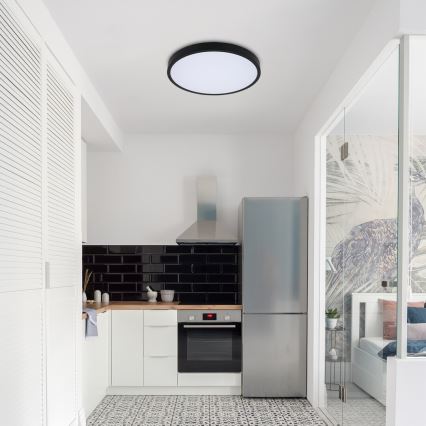 Rabalux - LED RGB Prigušiva stropna svjetiljka za kupaonicu LED/36W/230V 3000-6000K Wi-Fi Tuya IP44 pr. 42 cm crna + daljinski upravljač