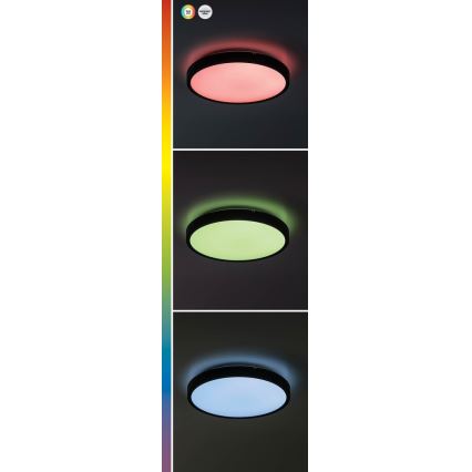 Rabalux - LED RGB Prigušiva stropna svjetiljka za kupaonicu LED/36W/230V 3000-6000K Wi-Fi Tuya IP44 pr. 42 cm crna + daljinski upravljač