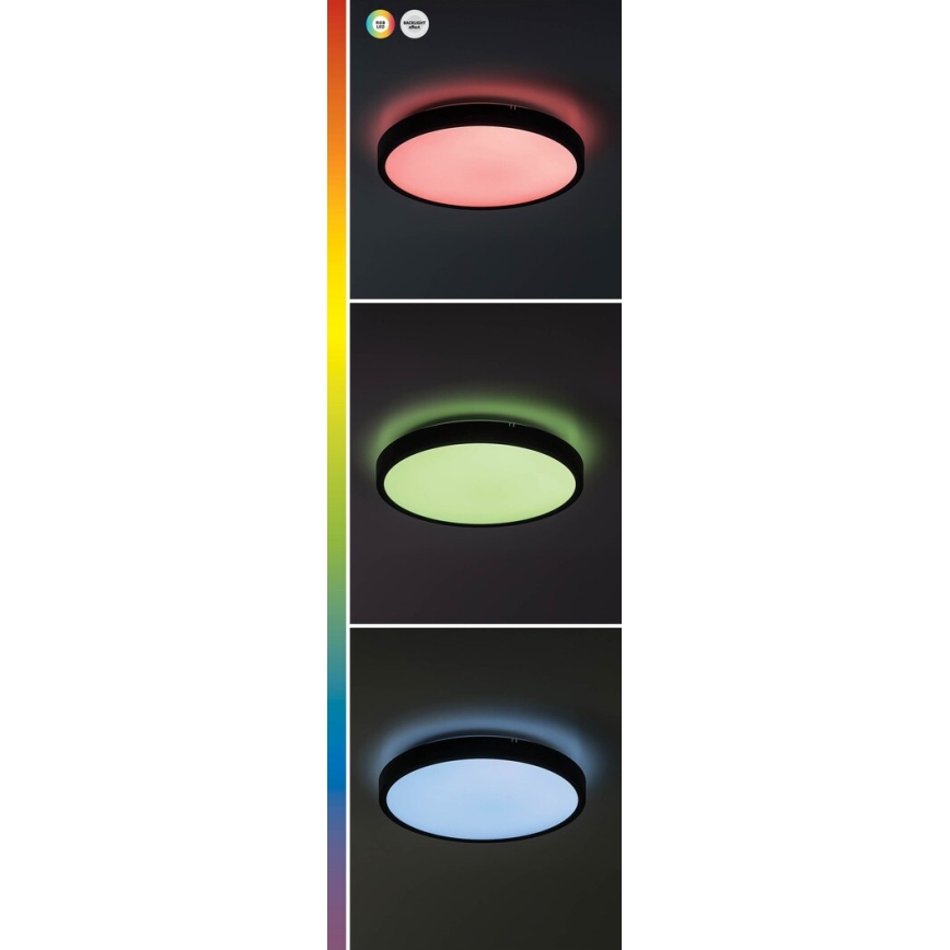 Rabalux - LED RGB Prigušiva stropna svjetiljka za kupaonicu LED/36W/230V 3000-6000K Wi-Fi Tuya IP44 pr. 42 cm crna + daljinski upravljač