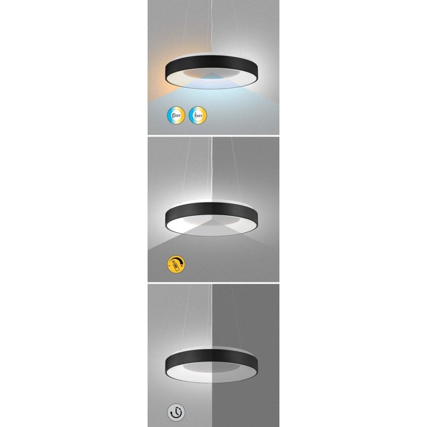 Rabalux - LED Prigušivi luster na sajli LED/38W/230V 3000-6500K crna + daljinski upravljač