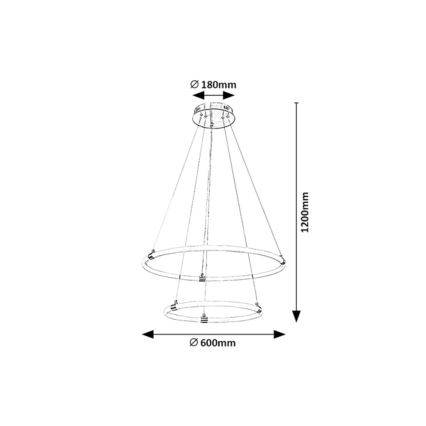 Rabalux - LED Prigušivi luster na sajli LED/55W/230V + daljinski upravljač