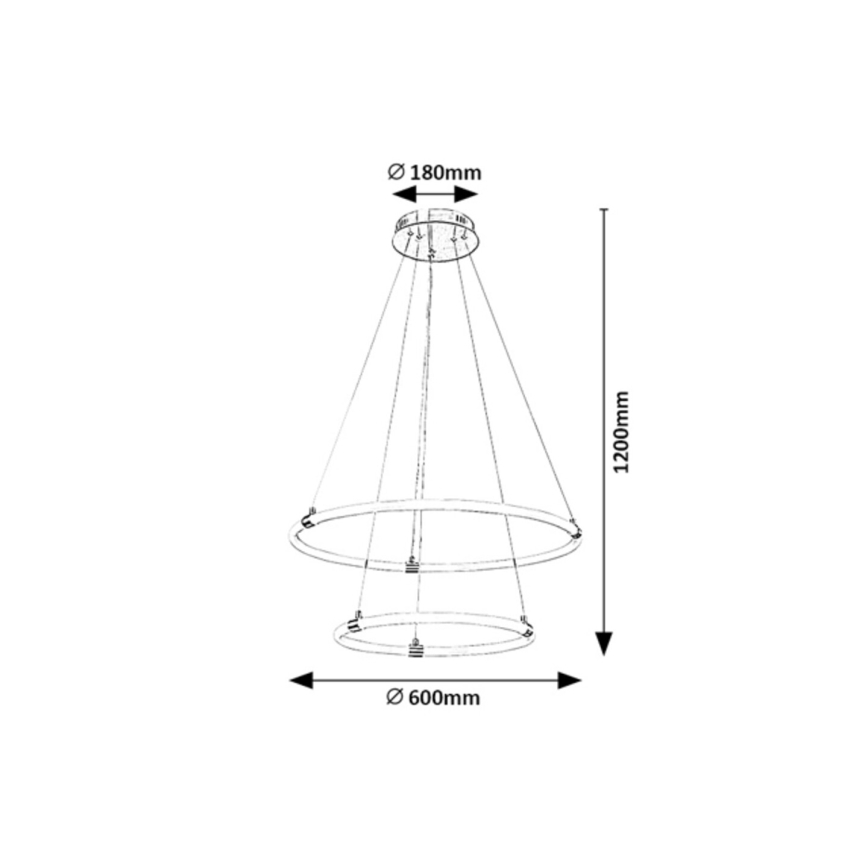 Rabalux - LED Prigušivi luster na sajli LED/55W/230V + daljinski upravljač
