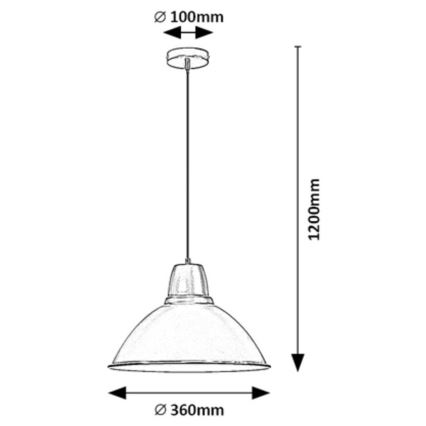 Rabalux - Luster na sajli 1xE27/60W/230V pr. 36 cm crna