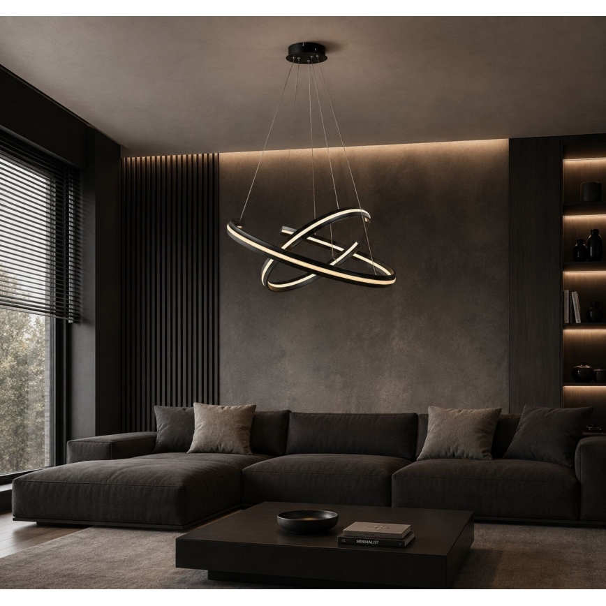 Rabalux - LED luster na sajli s mogućnošću prigušivanja LED/80W/230V 3000-6500K crna + daljinski upravljač