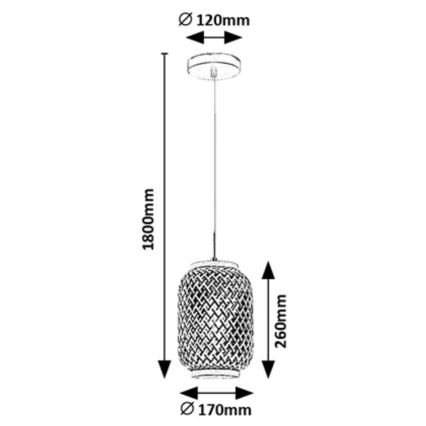 Rabalux - Luster na sajli 1xE27/40W/230V ratan