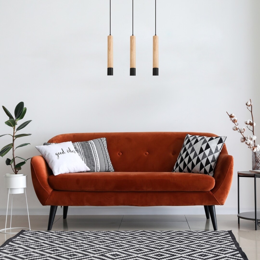 Rabalux - Luster na užetu 3xGU10/50W/230V bukovina