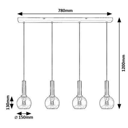 Rabalux - Luster na sajli 4xE27/40W/230V