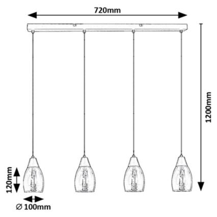 Rabalux - Luster na sajli 4xE27/15W/230V