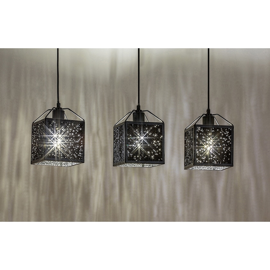 Rabalux - Luster na sajli 3xE27/40W/230V crna