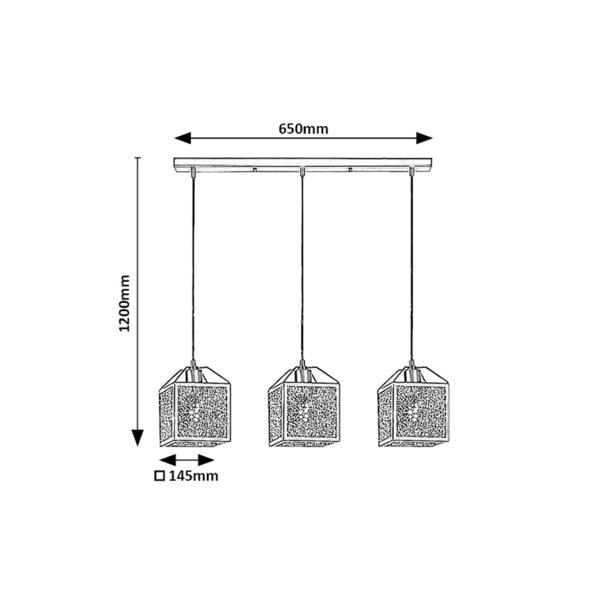 Rabalux - Luster na sajli 3xE27/40W/230V crna