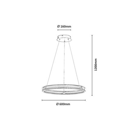 Rabalux - LED luster na sajli s mogućnošću prigušivanja LED/60W/230V 3000-6500K sivi + daljinski upravljač