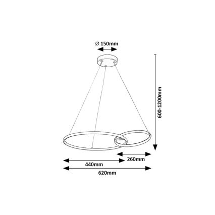 Rabalux - LED Luster na sajli LED/36W/230V crna/zlatna