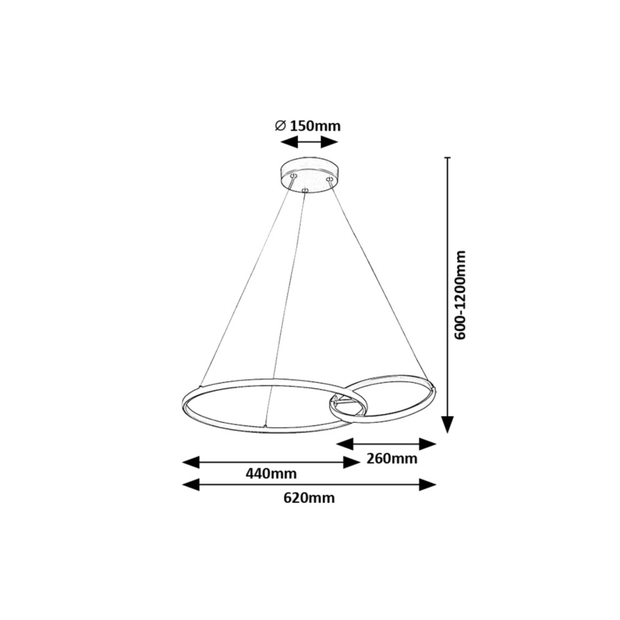 Rabalux - LED Luster na sajli LED/36W/230V crna/zlatna