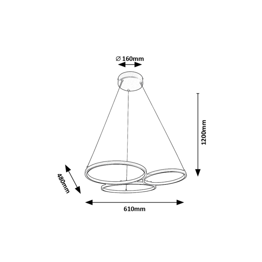 Rabalux - LED Luster na sajli LED/38W/230V crna