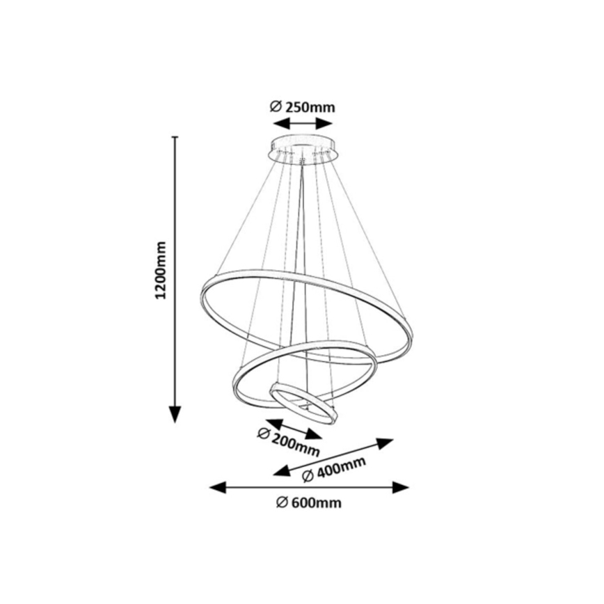 Rabalux - LED prigušivi viseći luster na sajli LED/90W/230V 3000-6500K + daljinski upravljač