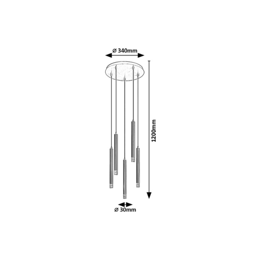 Rabalux - Luster na sajli 5xG9/5W/230V crna