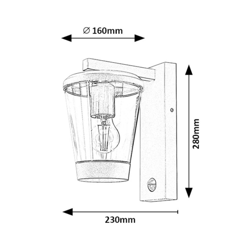 Rabalux - Vanjska zidna lampa sa senzorom pokreta 1xE27/40W/230V IP44
