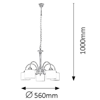 Rabalux 7276 - Luster EDITH 5xE27/60W/230V bronza