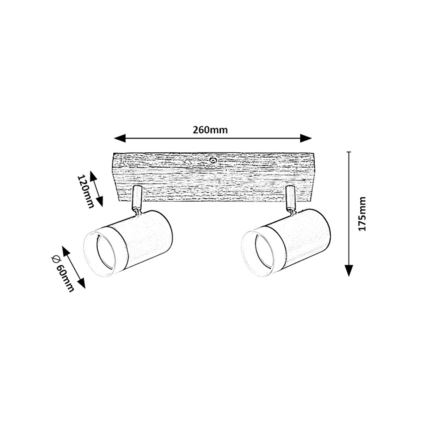 Rabalux - Stropna reflektorska svjetiljka 2xGU10/5W/230V hrast