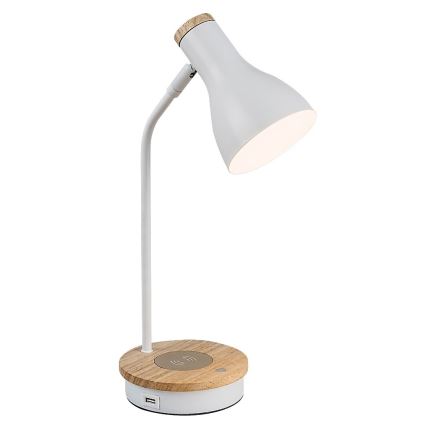 Rabalux - Prigušiva stolna lampa na dodir s bežičnim punjenjem 1xE14/25W/230V kaučukovac