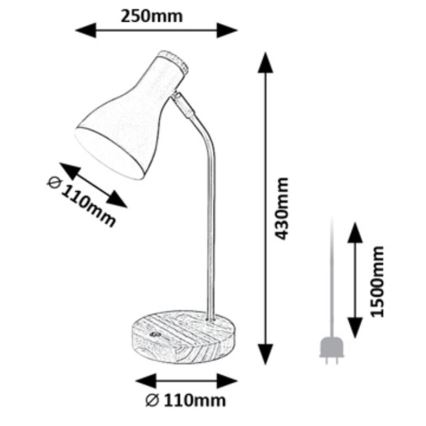 Rabalux - Stolna lampa 1xE14/25W/230V kaučukovac