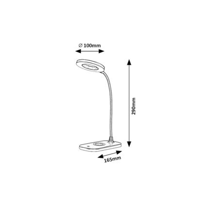 Rabalux - LED Prigušiva stolna lampa na dodir s bežičnim punjenjem LED/5W/5V 2700-6000K crna