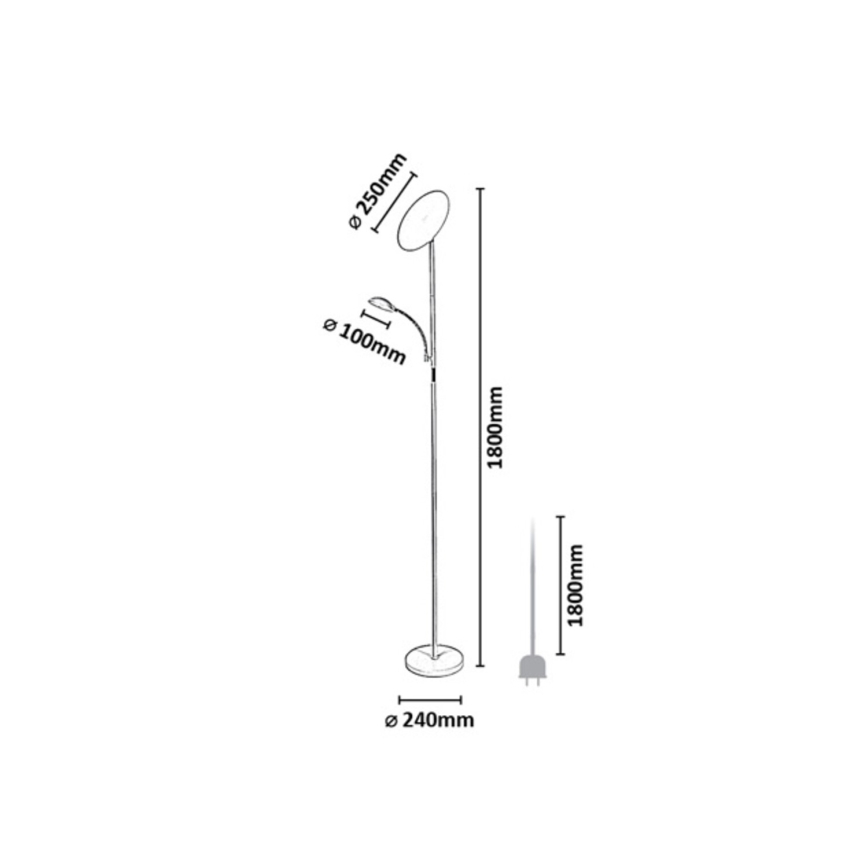 Rabalux - LED podna lampa s mogućnošću prigušivanja LED/23W/230V 3000/4200/6500 crna