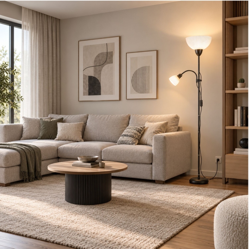 Rabalux - Stojeća lampa 1xE27/60W/230V + 1xE14/25W crna