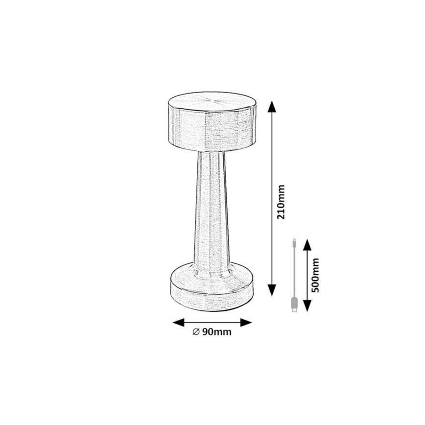 Rabalux - LED Punjiva dodirna stolna lampa LED/2,7W/5V 1200mAh 3000/4000/6000K mat krom