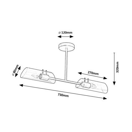 Rabalux - Kupaonski luster 2xE14/12W/230V IP44 sjajni krom