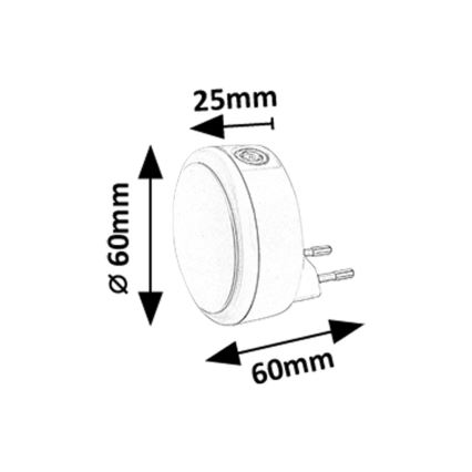 Rabalux - LED Noćno svjetlo za utičnicu sa senzorom za dan/noć LED/0,3W/230V 3000K