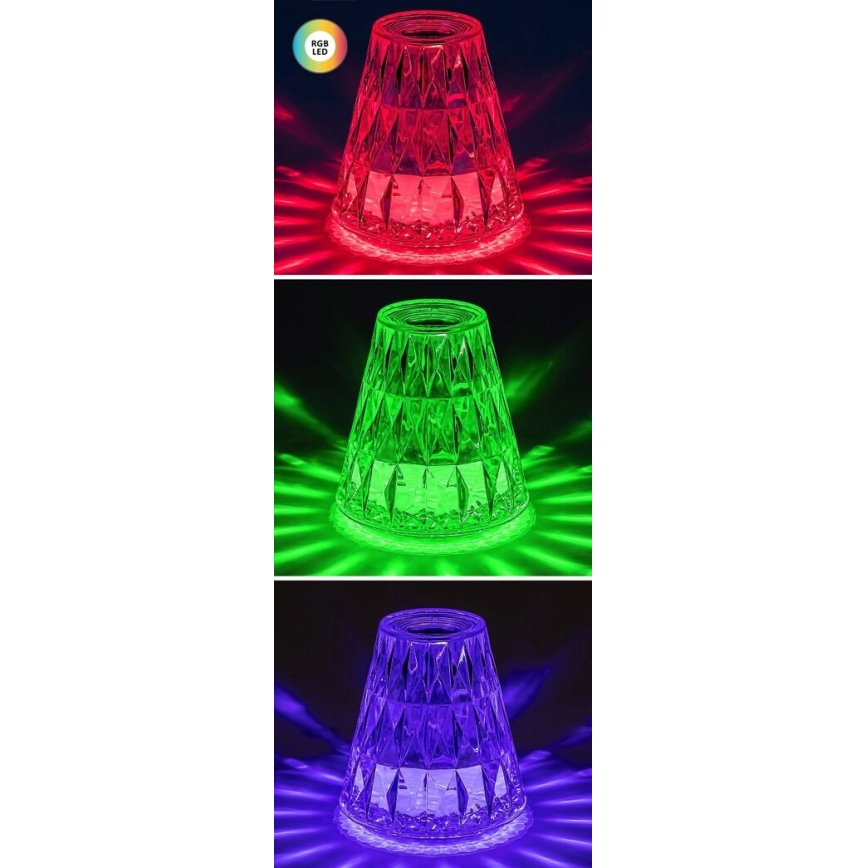 Rabalux - LED RGB Prigušiva punjiva stolna lampa LED/2W/5V/3xAAA 3000K