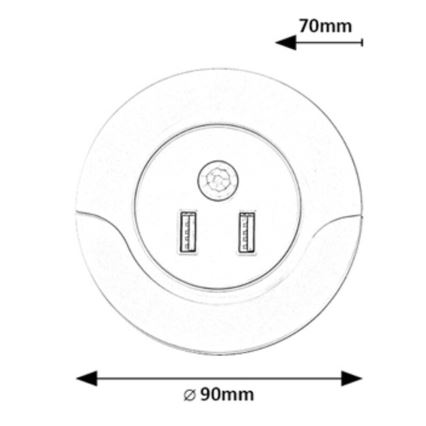 Rabalux - LED Noćno svjetlo za utičnicu sa senzorom 2xUSB LED/13,9W/230V 3000K